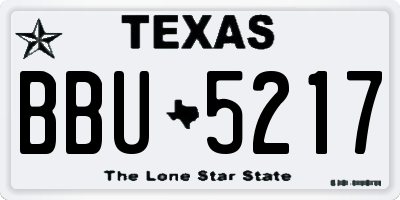 TX license plate BBU5217