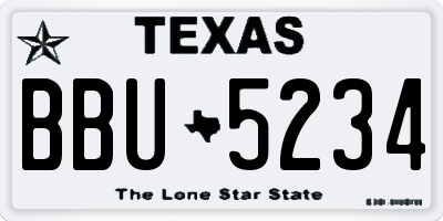 TX license plate BBU5234