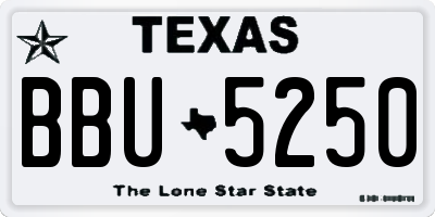 TX license plate BBU5250
