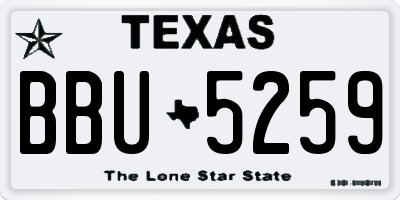 TX license plate BBU5259