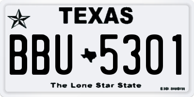 TX license plate BBU5301