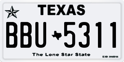TX license plate BBU5311