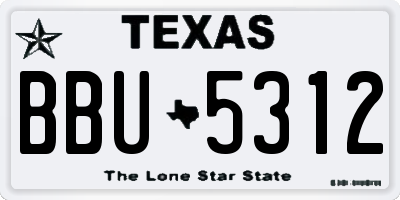 TX license plate BBU5312
