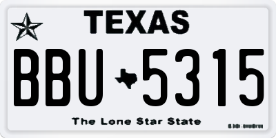 TX license plate BBU5315