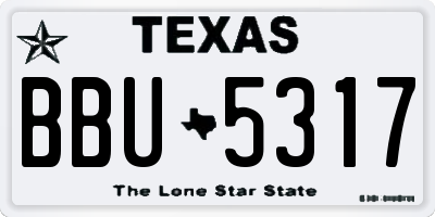 TX license plate BBU5317