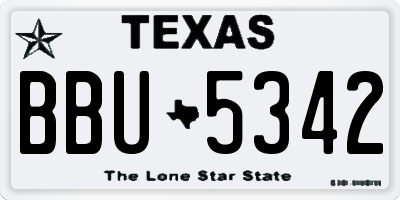 TX license plate BBU5342