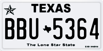 TX license plate BBU5364