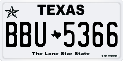 TX license plate BBU5366