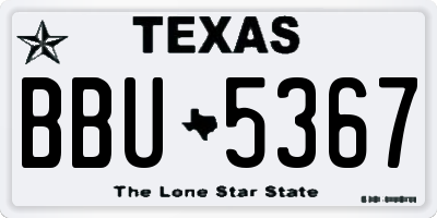TX license plate BBU5367