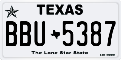 TX license plate BBU5387