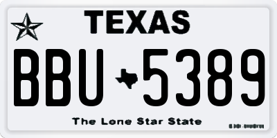 TX license plate BBU5389