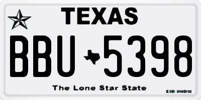 TX license plate BBU5398