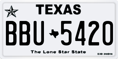 TX license plate BBU5420