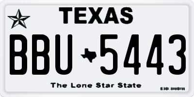 TX license plate BBU5443