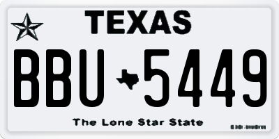 TX license plate BBU5449