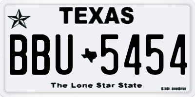 TX license plate BBU5454