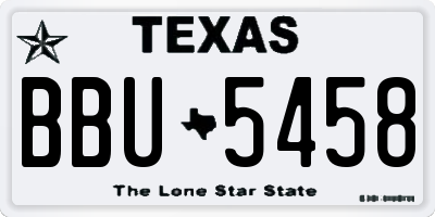 TX license plate BBU5458