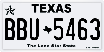 TX license plate BBU5463