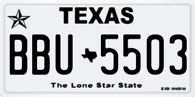 TX license plate BBU5503