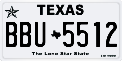 TX license plate BBU5512