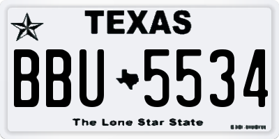 TX license plate BBU5534