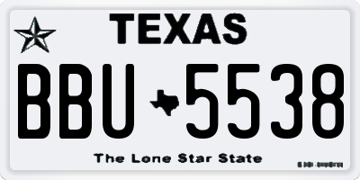 TX license plate BBU5538