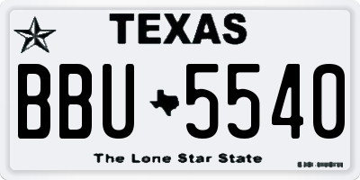 TX license plate BBU5540
