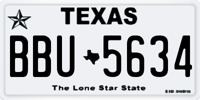 TX license plate BBU5634