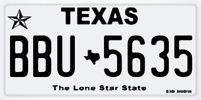 TX license plate BBU5635
