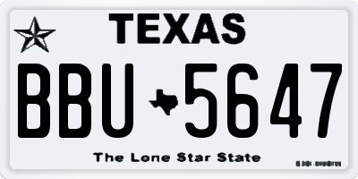 TX license plate BBU5647