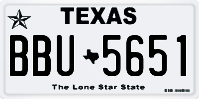 TX license plate BBU5651