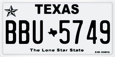 TX license plate BBU5749