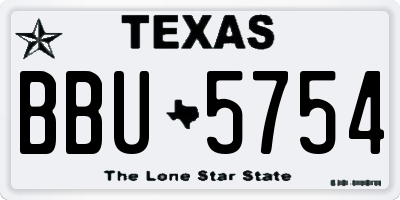 TX license plate BBU5754