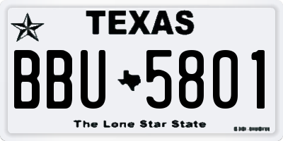 TX license plate BBU5801