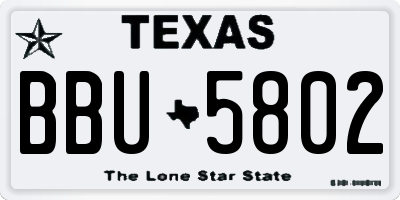 TX license plate BBU5802