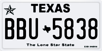 TX license plate BBU5838