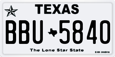 TX license plate BBU5840