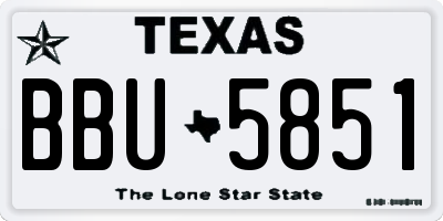 TX license plate BBU5851