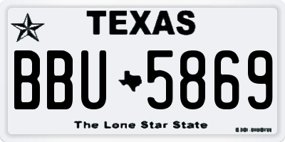 TX license plate BBU5869