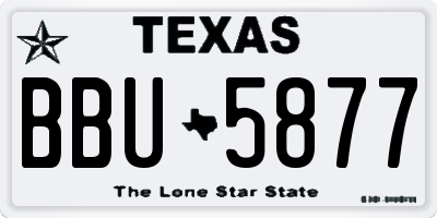 TX license plate BBU5877