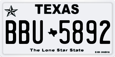 TX license plate BBU5892