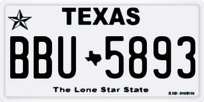 TX license plate BBU5893