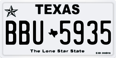 TX license plate BBU5935
