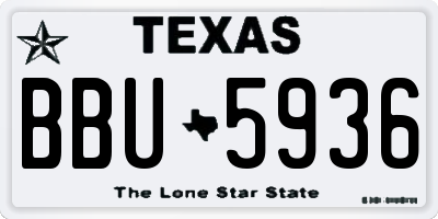 TX license plate BBU5936