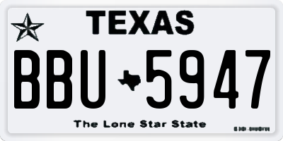 TX license plate BBU5947