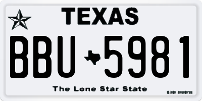 TX license plate BBU5981