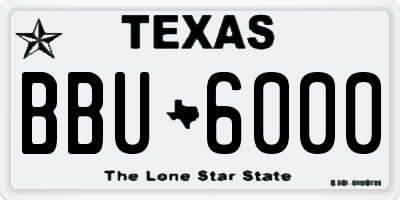 TX license plate BBU6000