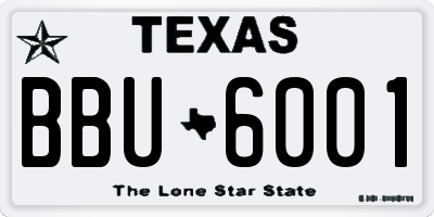 TX license plate BBU6001