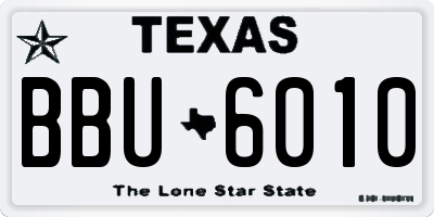 TX license plate BBU6010