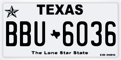 TX license plate BBU6036
